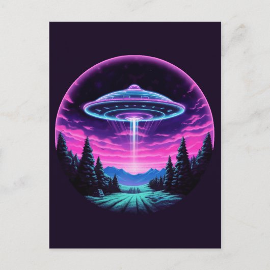 Carte Postale Alien vaisseau spatial rétro futuriste (Devant)