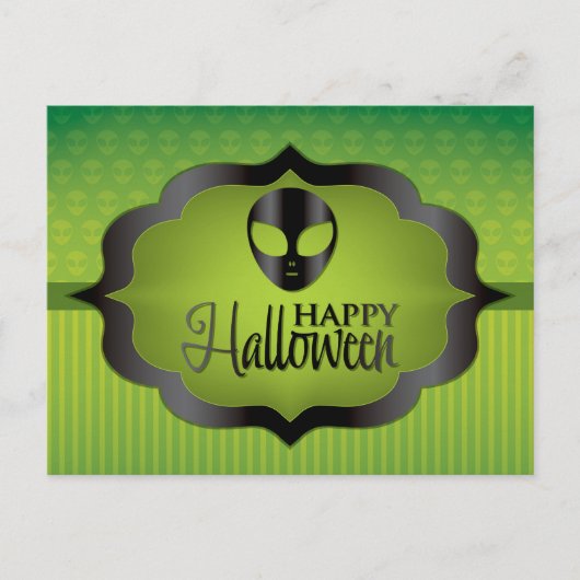 Carte Postale Alien vert d'Halloween (Devant)