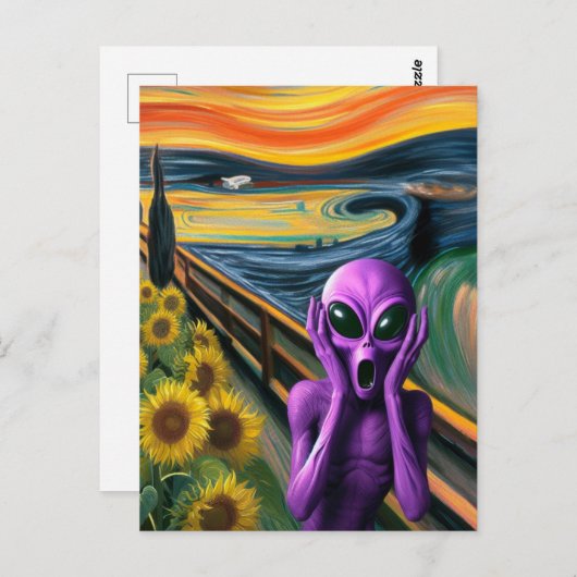 Carte Postale Alien violet hurlant (Devant / Derrière)