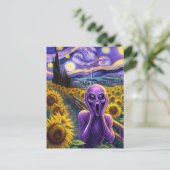 Carte Postale Alien violet hurlant Sunflowers Faux Van Gogh (Debout devant)