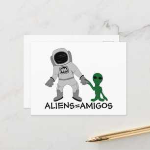 Carte Postale Aliens = Amis, astronautes et extra-terrestres