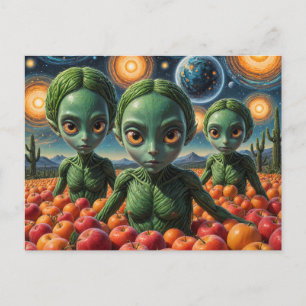 Carte Postale Aliens Avec Pommes