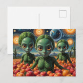 Carte Postale Aliens Avec Pommes (Devant / Derrière)