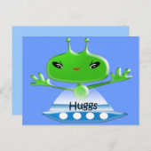Carte Postale Aliens de l'espace extra-atmosphérique vert mignon (Devant / Derrière)