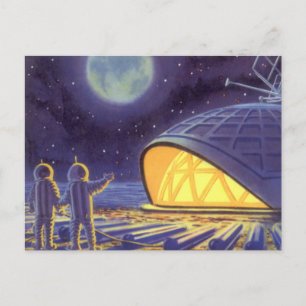 Carte Postale Aliens de science-fiction vintages sur Blue Planet