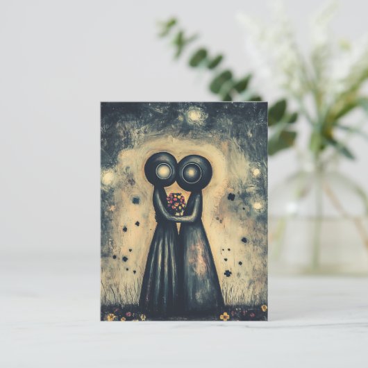 Carte Postale Aliens en amour Embrassez dans un câlin (Debout devant)