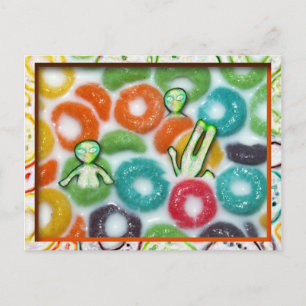 Carte Postale aliens FROLIQUANT DANS LES BOUTIQUES DE FRUITS !