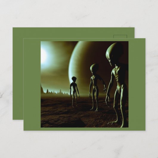 Carte Postale ALIENS gris SF 1 (Devant / Derrière)