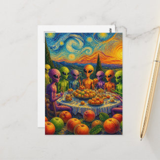 Carte Postale Aliens With Peaches by Faux Van Gogh