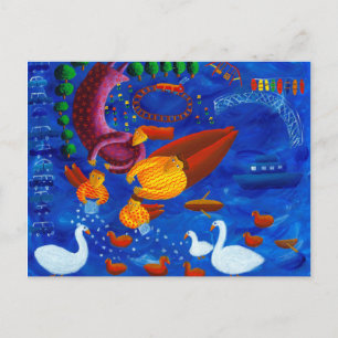 Carte Postale Alimentation des canards Peinture d'art contempora