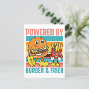 Carte Postale ALIMENTÉ PAR BURGER ET Frites - AMATEUR DE FAST FO
