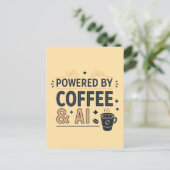 Carte Postale Alimenté par le Café & l'IA Retro Tech Vector (Debout devant)