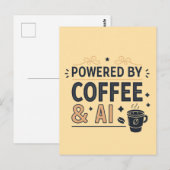 Carte Postale Alimenté par le Café & l'IA Retro Tech Vector (Devant / Derrière)