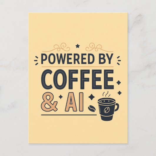 Carte Postale Alimenté par le Café & l'IA Retro Tech Vector (Devant)