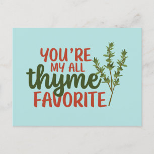 Carte Postale All Thyme Favorite Cute Pun Drôle Saint Valentin