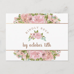 Carte Postale Allant Rose Vintage Dusty Repas Rose Choix RSVP