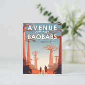 Carte Postale Allée des Baobabs Madagascar Art Vintage (Debout devant)