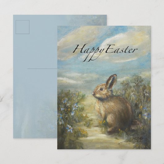 Carte Postale Allée lapin PÂQUES (Devant / Derrière)