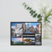 Carte Postale Allemagne collage d'images multiples texte noir (Debout devant)