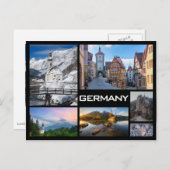 Carte Postale Allemagne collage d'images multiples texte noir (Devant / Derrière)