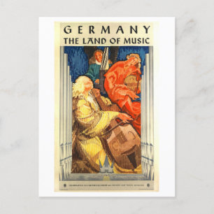Carte Postale Allemagne vintage "Terre de Musique" Affiche de vo