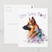 Carte Postale Allemand Berger Chien Maman Floral (Devant / Derrière)