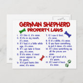 Carte Postale ALLEMAND SHEPHERD Propriété Lois 2 (Devant / Derrière)