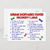 Carte Postale ALLEMAND SHORTHAIRED POINTER Property Laws 2 (Devant / Derrière)