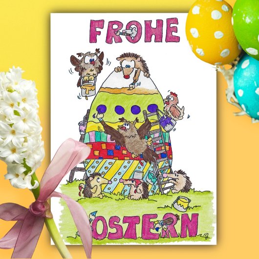 Carte postale allemande Happy Easter Cartoon