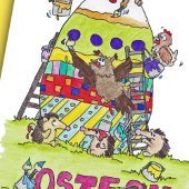 Carte postale allemande Happy Easter Cartoon