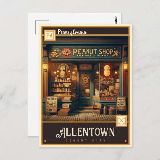 Carte Postale Allentown, Pennsylvanie | VINTAGE (Devant / Derrière)