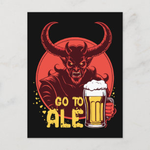 Carte Postale Aller À Ale - Satan Boire Bière