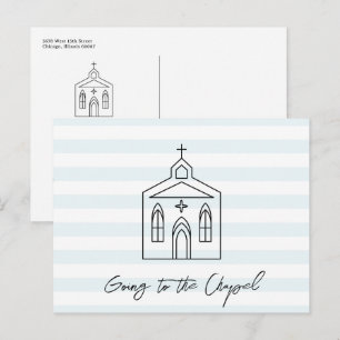 Carte Postale Aller à la Chapelle Mariage Bleu Save the Date