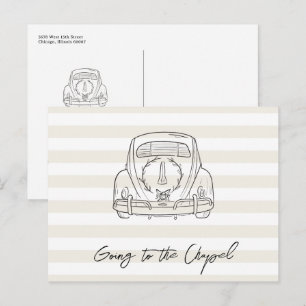 Carte Postale Aller à la Chapelle Voiture de Mariage Save the Da
