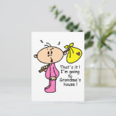 Carte Postale Aller à la maison de grand-mère bébé (rose) (Debout devant)
