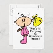 Carte Postale Aller à la maison de grand-mère bébé (rose) (Devant / Derrière)