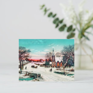 Carte Postale Aller à l'église, veille de Noël par J. Hoover & S
