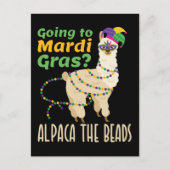 Carte Postale Aller à Mardi Gras Alpaca les perles (Devant)
