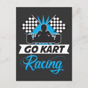 Carte Postale Aller Kart Racing Silhouette Drapeau Gagnant du bu
