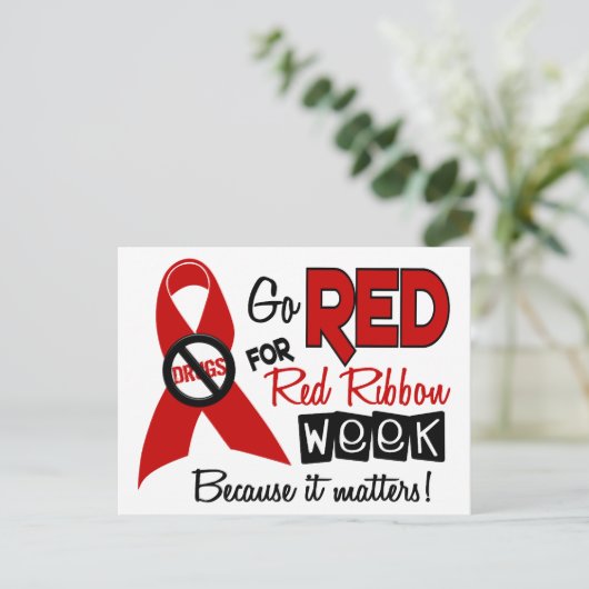 Carte Postale Aller Rouge Pour La Semaine Rouge Du Ruban (Debout devant)