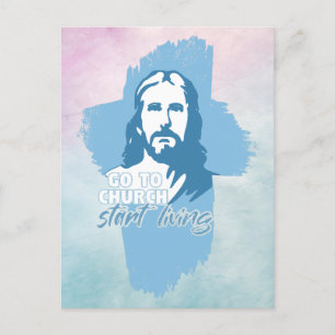 Carte Postale Allez À L'Église... ! Jésus-Christ. Christian Prea