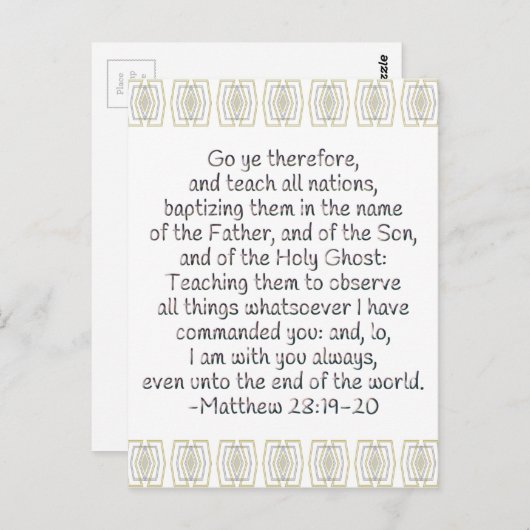 Carte Postale Allez donc et apprenez à toutes les nations (Devant / Derrière)