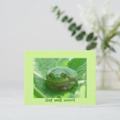 Carte Postale Allez-y bientôt - grenouille verte avec sourire (Debout devant)