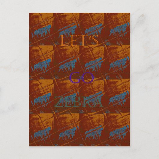 Carte Postale Allez Zebra Safari Art Imprimer/Graphique (Devant)
