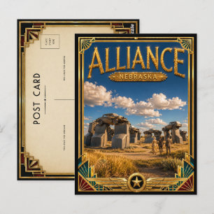 Carte Postale Alliance Nebraska Art Déco Vintage Âge d'Or