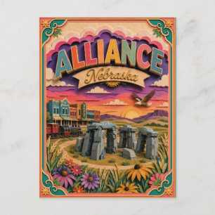Carte Postale Alliance Nebraska Paper Art PopCut States