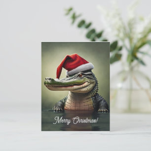 Carte Postale Alligator amusant à Santa Hat