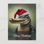 Carte Postale Alligator amusant à Santa Hat (Devant)