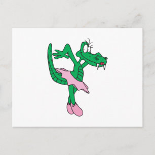 Carte Postale alligator ballerine drôle
