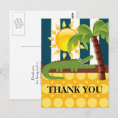 Carte Postale Alligator bleu Jaune Merci de fête d'anniversaire (Devant / Derrière)